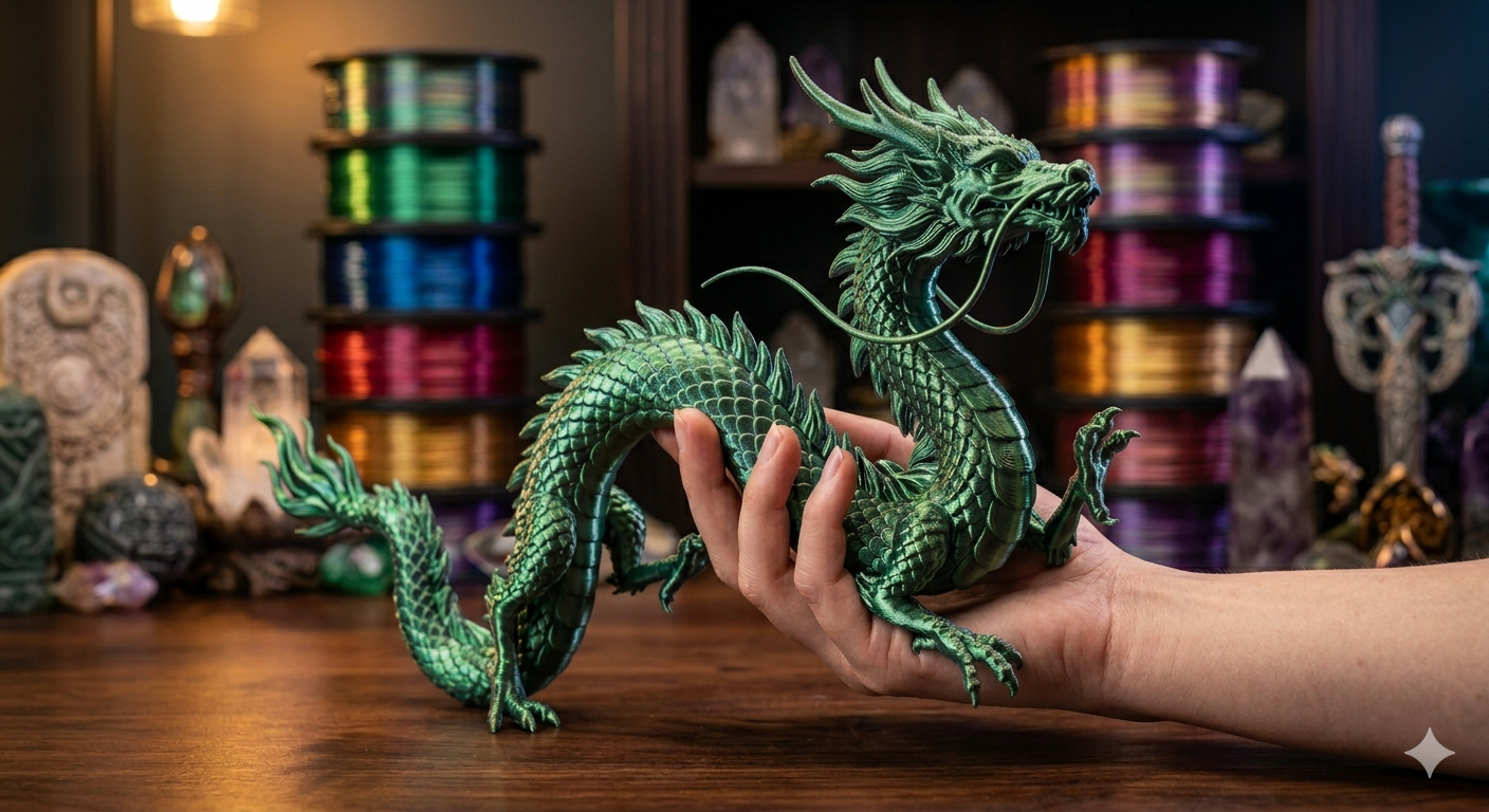 Ejemplo de figura 3D impresa con filamento PLA Silk seda de 3DFils
